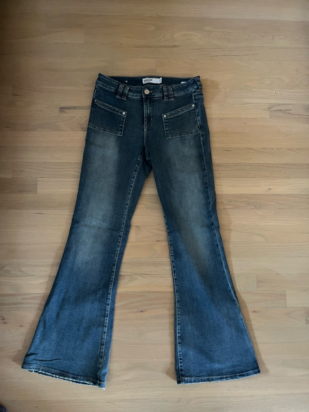 GARAGE Low/Mid Rise Flare Women's Jeans - Medium Blue Wash